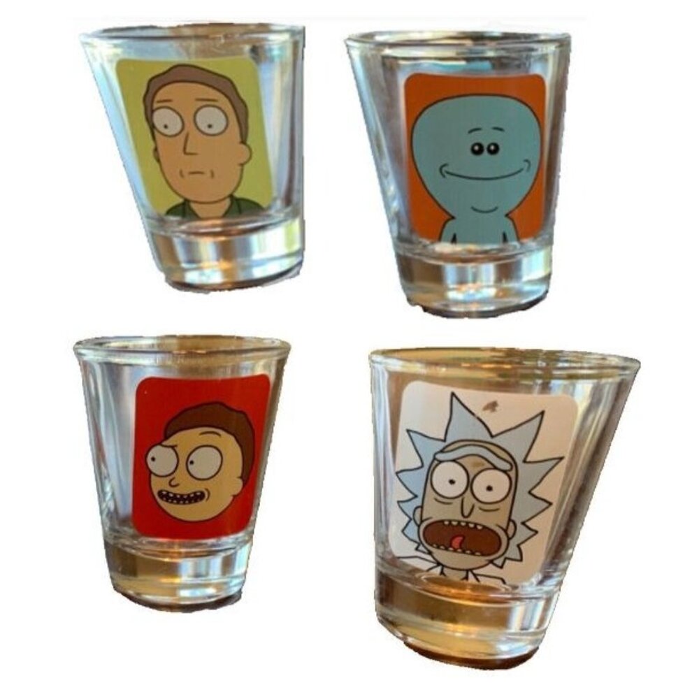Rick And Morty 1.5oz Glassware Set - 4 Shot Glasses NEW